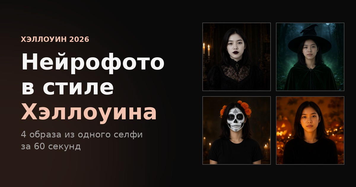 Хэллоуин 2026: нейрофото в стиле Хэллоуина из одного селфи