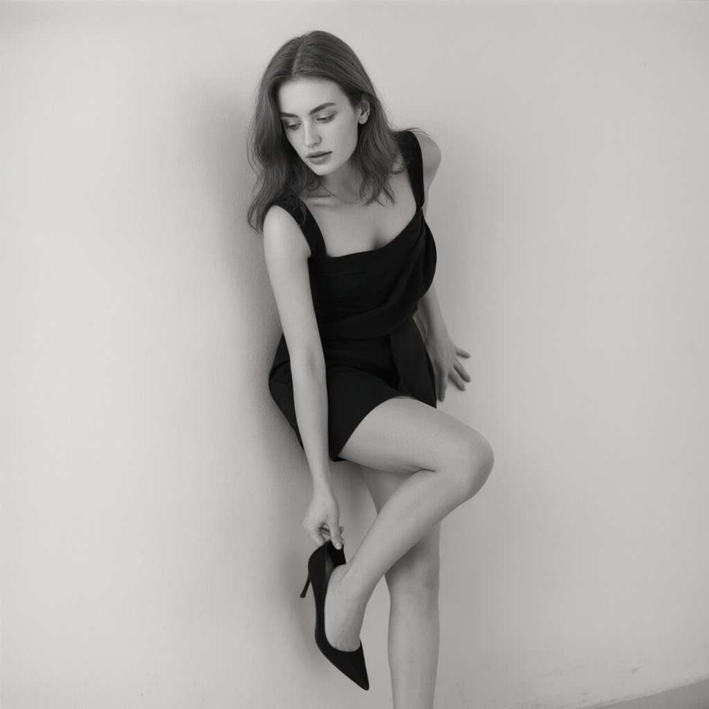 👠 Black & White Fashion Pose
