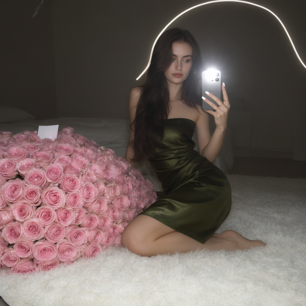 🌹 Зеркальное селфи с розами